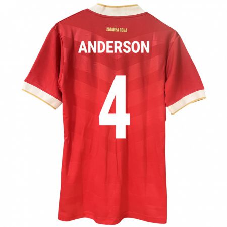 Kandiny Herren Panama Eduardo Anderson #4 Rot Heimtrikot Trikot 24-26 T-Shirt