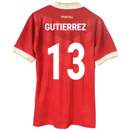 Kandiny Herren Panama Mickeylis Gutiérrez #13 Rot Heimtrikot Trikot 24-26 T-Shirt