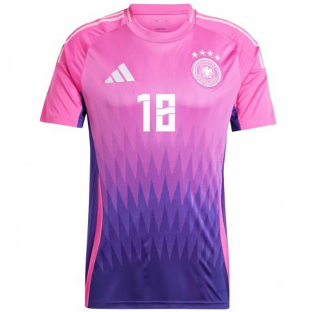 Kandiny Herren Deutschland Jamie Leweling #18 Pink Lila Auswärtstrikot Trikot 24-26 T-Shirt