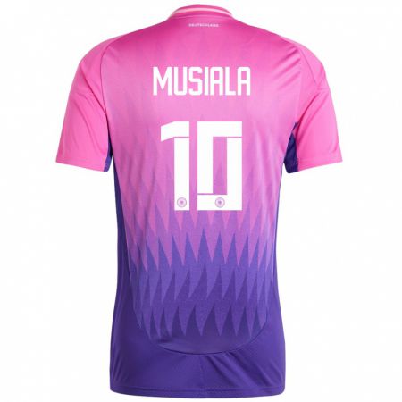 Kandiny Herren Deutschland Jamal Musiala #10 Pink Lila Auswärtstrikot Trikot 24-26 T-Shirt