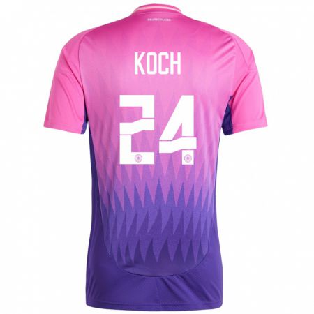 Kandiny Herren Deutschland Robin Koch #24 Pink Lila Auswärtstrikot Trikot 24-26 T-Shirt