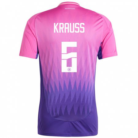 Kandiny Herren Deutschland Tom Kraub #6 Pink Lila Auswärtstrikot Trikot 24-26 T-Shirt