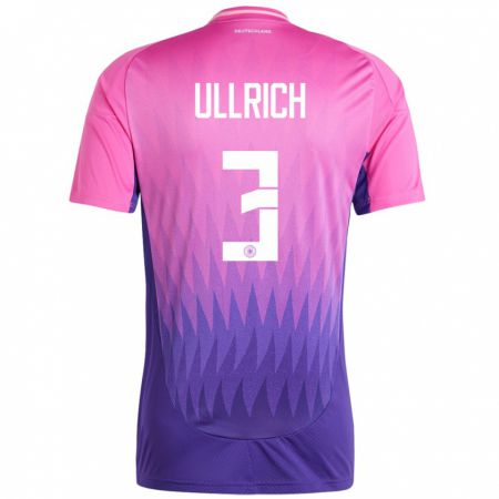 Kandiny Herren Deutschland Lukas Ullrich #3 Pink Lila Auswärtstrikot Trikot 24-26 T-Shirt