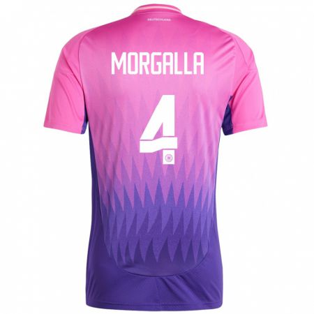 Kandiny Herren Deutschland Leandro Morgalla #4 Pink Lila Auswärtstrikot Trikot 24-26 T-Shirt