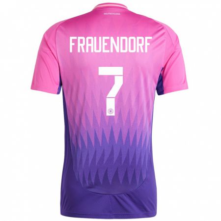 Kandiny Herren Deutschland Melkamu Frauendorf #7 Pink Lila Auswärtstrikot Trikot 24-26 T-Shirt