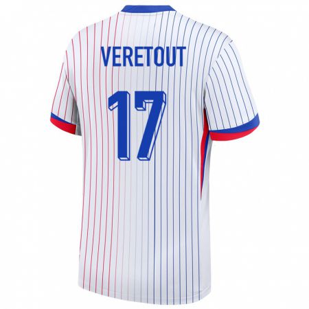 Kandiny Herren Frankreich Jordan Veretout #17 Weiß Auswärtstrikot Trikot 24-26 T-Shirt