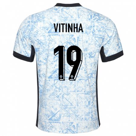 Kandiny Herren Portugal Vitinha #19 Cremeblau Auswärtstrikot Trikot 24-26 T-Shirt