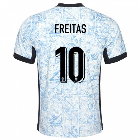 Kandiny Herren Portugal Tiago Freitas #10 Cremeblau Auswärtstrikot Trikot 24-26 T-Shirt