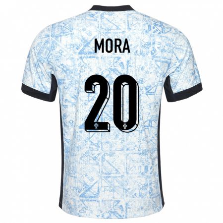 Kandiny Herren Portugal Rodrigo Mora #20 Cremeblau Auswärtstrikot Trikot 24-26 T-Shirt