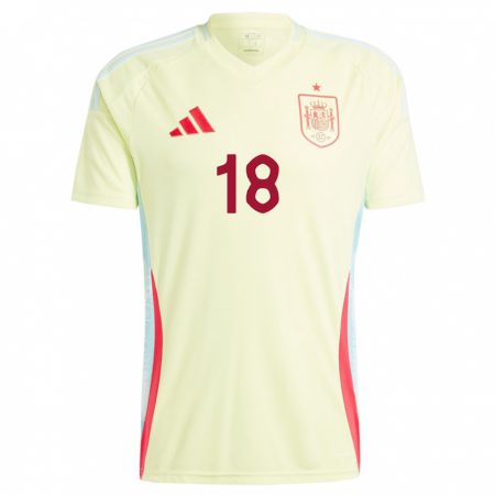 Kandiny Herren Spanien Jordi Alba #18 Gelb Auswärtstrikot Trikot 24-26 T-Shirt