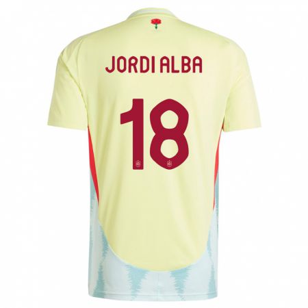 Kandiny Herren Spanien Jordi Alba #18 Gelb Auswärtstrikot Trikot 24-26 T-Shirt