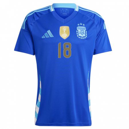 Kandiny Herren Argentinien Jeremias Perez Tica #18 Blau Auswärtstrikot Trikot 24-26 T-Shirt