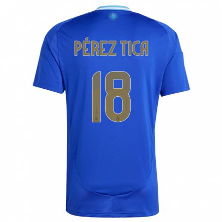 Kandiny Herren Argentinien Jeremias Perez Tica #18 Blau Auswärtstrikot Trikot 24-26 T-Shirt