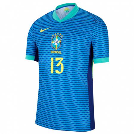 Kandiny Herren Brasilien Roger Ibanez #13 Blau Auswärtstrikot Trikot 24-26 T-Shirt