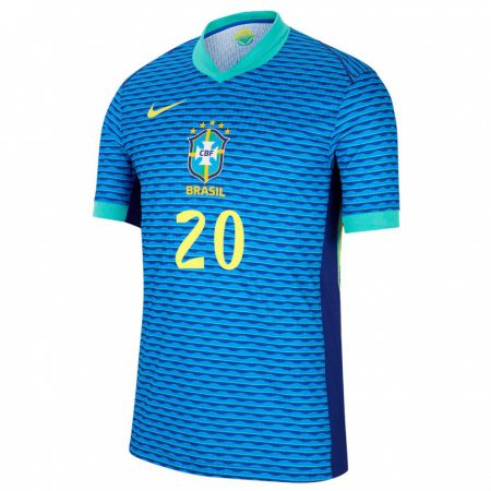 Kandiny Herren Brasilien Dudu #20 Blau Auswärtstrikot Trikot 24-26 T-Shirt