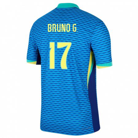 Kandiny Herren Brasilien Bruno Guimaraes #17 Blau Auswärtstrikot Trikot 24-26 T-Shirt