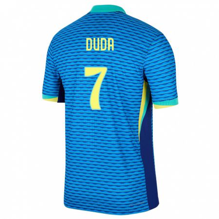 Kandiny Herren Brasilien Duda Francelino #7 Blau Auswärtstrikot Trikot 24-26 T-Shirt