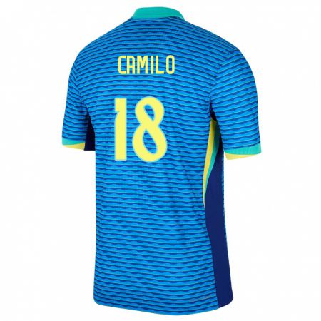Kandiny Herren Brasilien Camilo #18 Blau Auswärtstrikot Trikot 24-26 T-Shirt