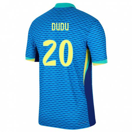 Kandiny Herren Brasilien Dudu #20 Blau Auswärtstrikot Trikot 24-26 T-Shirt