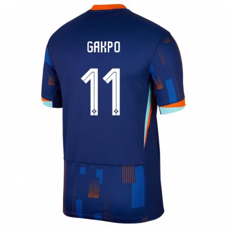 Kandiny Herren Niederlande Cody Gakpo #11 Blau Auswärtstrikot Trikot 24-26 T-Shirt