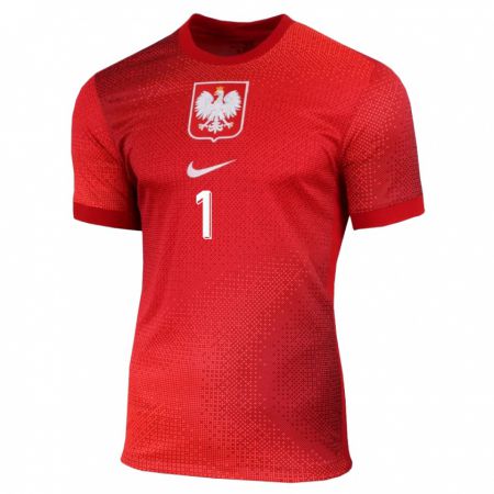 Kandiny Herren Polen Aleksander Mickielewicz #1 Rot Auswärtstrikot Trikot 24-26 T-Shirt