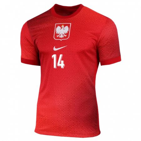 Kandiny Herren Polen Mateusz Klich #14 Rot Auswärtstrikot Trikot 24-26 T-Shirt