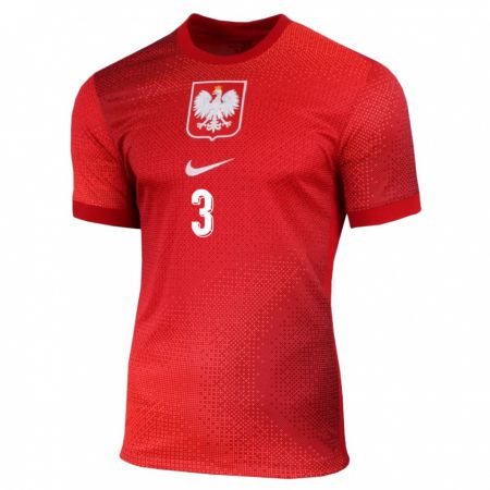 Kandiny Herren Polen Jakub Krzyzanowski #3 Rot Auswärtstrikot Trikot 24-26 T-Shirt