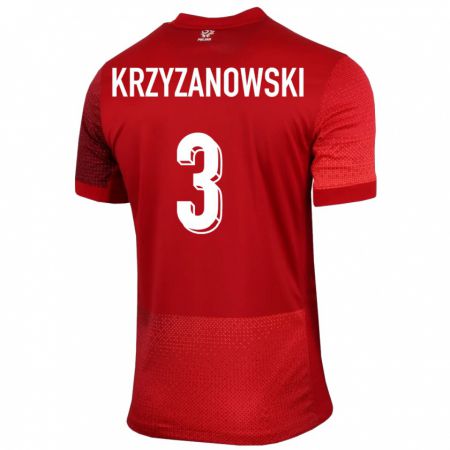 Kandiny Herren Polen Jakub Krzyzanowski #3 Rot Auswärtstrikot Trikot 24-26 T-Shirt