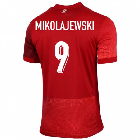 Kandiny Herren Polen Daniel Mikolajewski #9 Rot Auswärtstrikot Trikot 24-26 T-Shirt