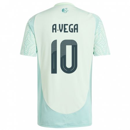 Kandiny Herren Mexiko Alexis Vega #10 Leinengrün Auswärtstrikot Trikot 24-26 T-Shirt