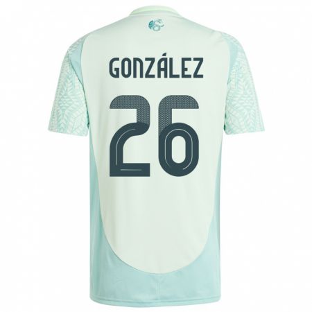 Kandiny Herren Mexiko Bryan Gonzalez #26 Leinengrün Auswärtstrikot Trikot 24-26 T-Shirt