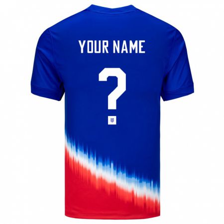 Kandiny Herren Vereinigte Staaten Ihren Namen #0 Blau Auswärtstrikot Trikot 24-26 T-Shirt