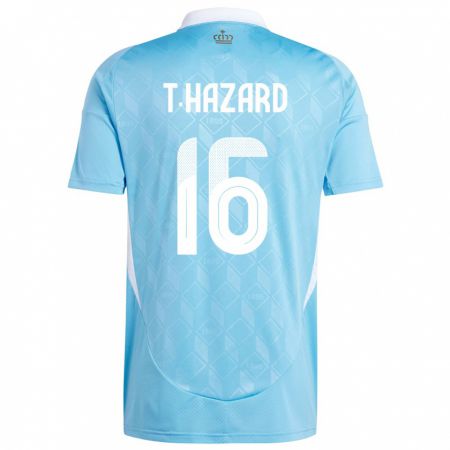 Kandiny Herren Belgien Thorgan Hazard #16 Blau Auswärtstrikot Trikot 24-26 T-Shirt