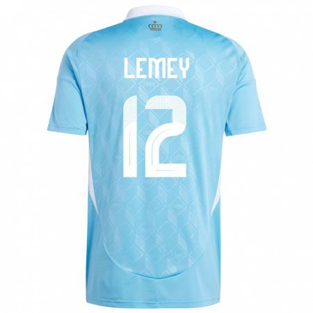 Kandiny Herren Belgien Diede Lemey #12 Blau Auswärtstrikot Trikot 24-26 T-Shirt
