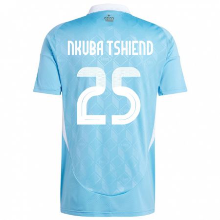 Kandiny Herren Belgien Ken Nkuba Tshiend #25 Blau Auswärtstrikot Trikot 24-26 T-Shirt