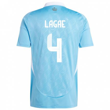 Kandiny Herren Belgien Bram Lagae #4 Blau Auswärtstrikot Trikot 24-26 T-Shirt