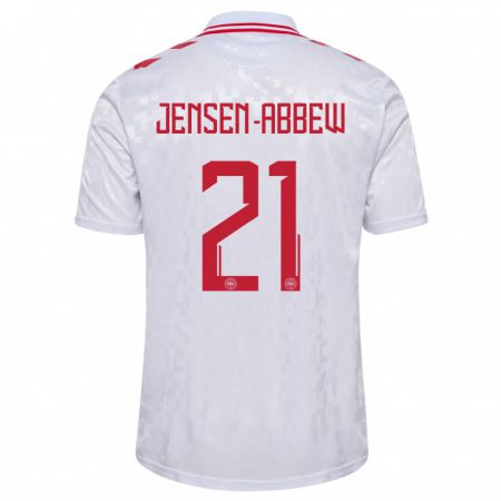 Kandiny Herren Dänemark Jonas Jensen-Abbew #21 Weiß Auswärtstrikot Trikot 24-26 T-Shirt