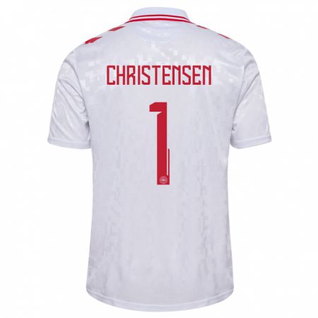 Kandiny Herren Dänemark Lene Christensen #1 Weiß Auswärtstrikot Trikot 24-26 T-Shirt