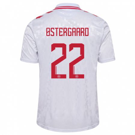 Kandiny Herren Dänemark Maja Bay Østergaard #22 Weiß Auswärtstrikot Trikot 24-26 T-Shirt