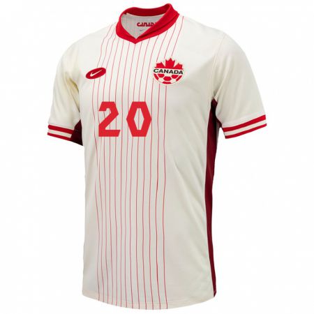 Kandiny Herren Kanada Hugo Mbongue #20 Weiß Auswärtstrikot Trikot 24-26 T-Shirt