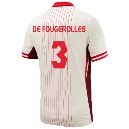 Kandiny Herren Kanada Luc De Fougerolles #3 Weiß Auswärtstrikot Trikot 24-26 T-Shirt