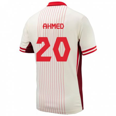 Kandiny Herren Kanada Ali Ahmed #20 Weiß Auswärtstrikot Trikot 24-26 T-Shirt
