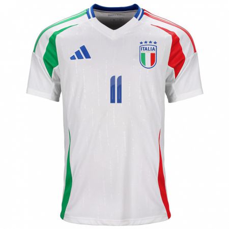 Kandiny Herren Italien Moise Kean #11 Weiß Auswärtstrikot Trikot 24-26 T-Shirt