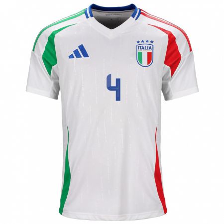 Kandiny Herren Italien Lucia Di Guglielmo #4 Weiß Auswärtstrikot Trikot 24-26 T-Shirt