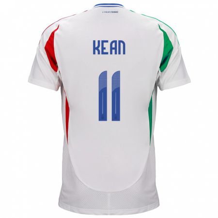 Kandiny Herren Italien Moise Kean #11 Weiß Auswärtstrikot Trikot 24-26 T-Shirt