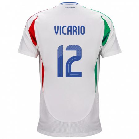 Kandiny Herren Italien Guglielmo Vicario #12 Weiß Auswärtstrikot Trikot 24-26 T-Shirt