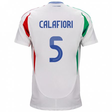 Kandiny Herren Italien Riccardo Calafiori #5 Weiß Auswärtstrikot Trikot 24-26 T-Shirt