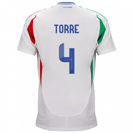 Kandiny Herren Italien Pietro La Torre #4 Weiß Auswärtstrikot Trikot 24-26 T-Shirt