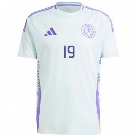 Kandiny Herren Schottland Lauren Davidson #19 Helles Mintblau Auswärtstrikot Trikot 24-26 T-Shirt