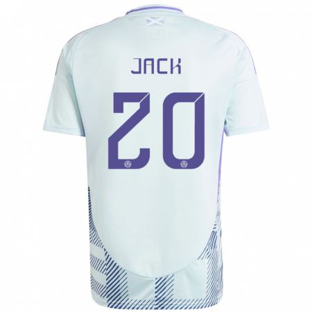 Kandiny Herren Schottland Ryan Jack #20 Helles Mintblau Auswärtstrikot Trikot 24-26 T-Shirt